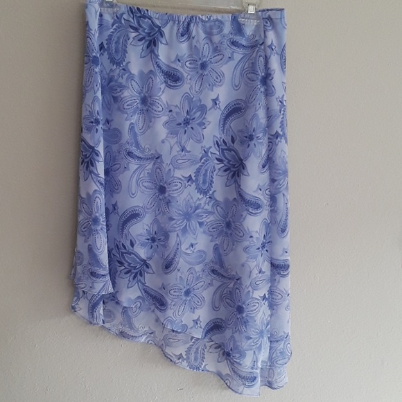 K STUDIO Asymmetrical Purple Skirt- Size 10 Floral Paisley Print - Picture 3 of 6